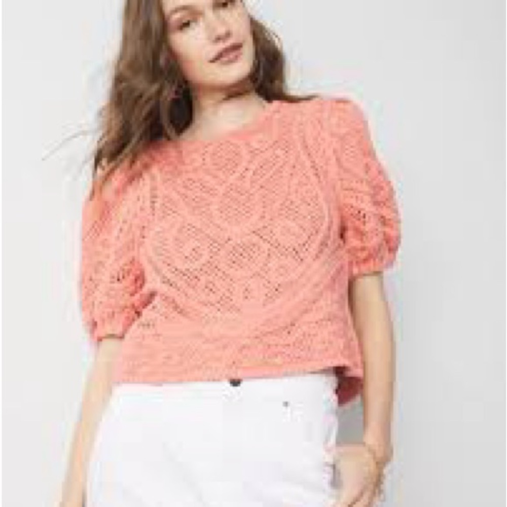 White House Black Market Coral Lace Sweater